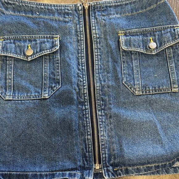 Vintage Cotton Ginny Denim Zip Front Mini Skirt Y2K Street Style - Picture 10 of 10